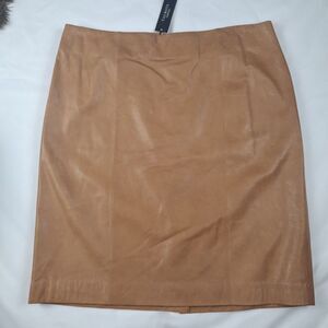 Talbots Women's Leather Pencil Skirt Caramel NWT Size 14P